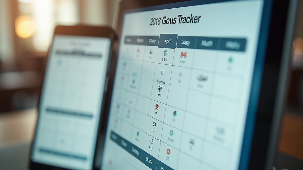Eye-level view of a daily goal tracker with fitness icons