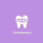 Image of tooth with orthodontic band around it. "Orthodontics" in caption below. 