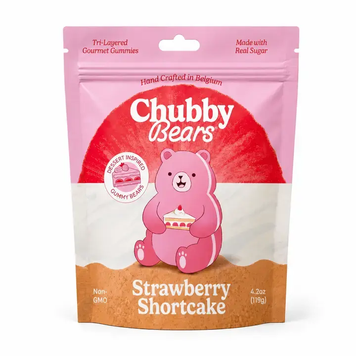 Chubby Bears Strawberry Shortcake Dessert Inspired Gummy Bears 4.2oz