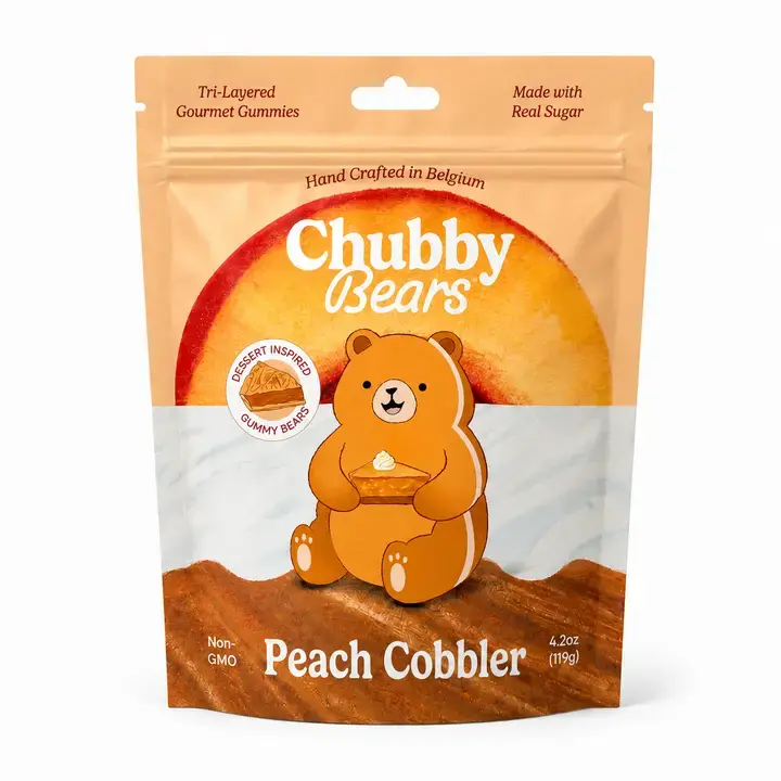 Chubby Bears Peach Cobbler Dessert Inspired Gummy Bears 4.2oz