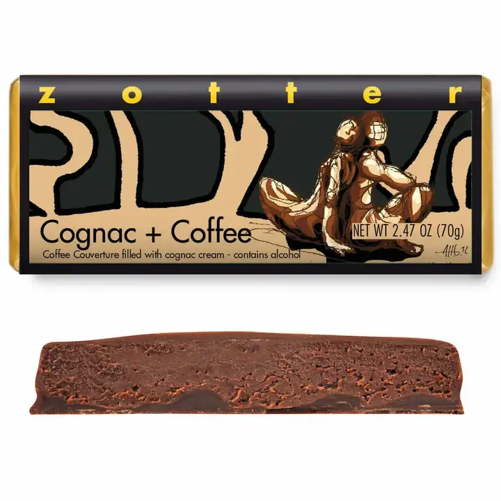Zotter Coffee & Cognac Hand Scooped Chocolate Bar
