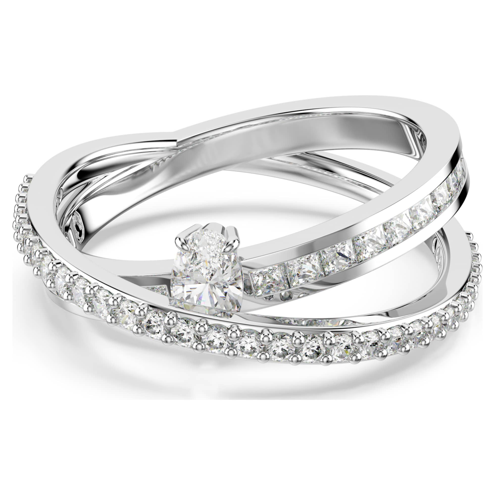 Swarovski - ANELLO HYPERBOLA, TAGLIO MISTO, BIANCO, PLACCATO RODIO 5691232
