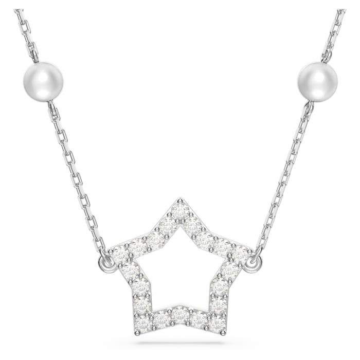Swarosvki - COLLANA STELLACRYSTAL PEARLS, STELLA, BIANCO, PLACCATO RODIO 5645379