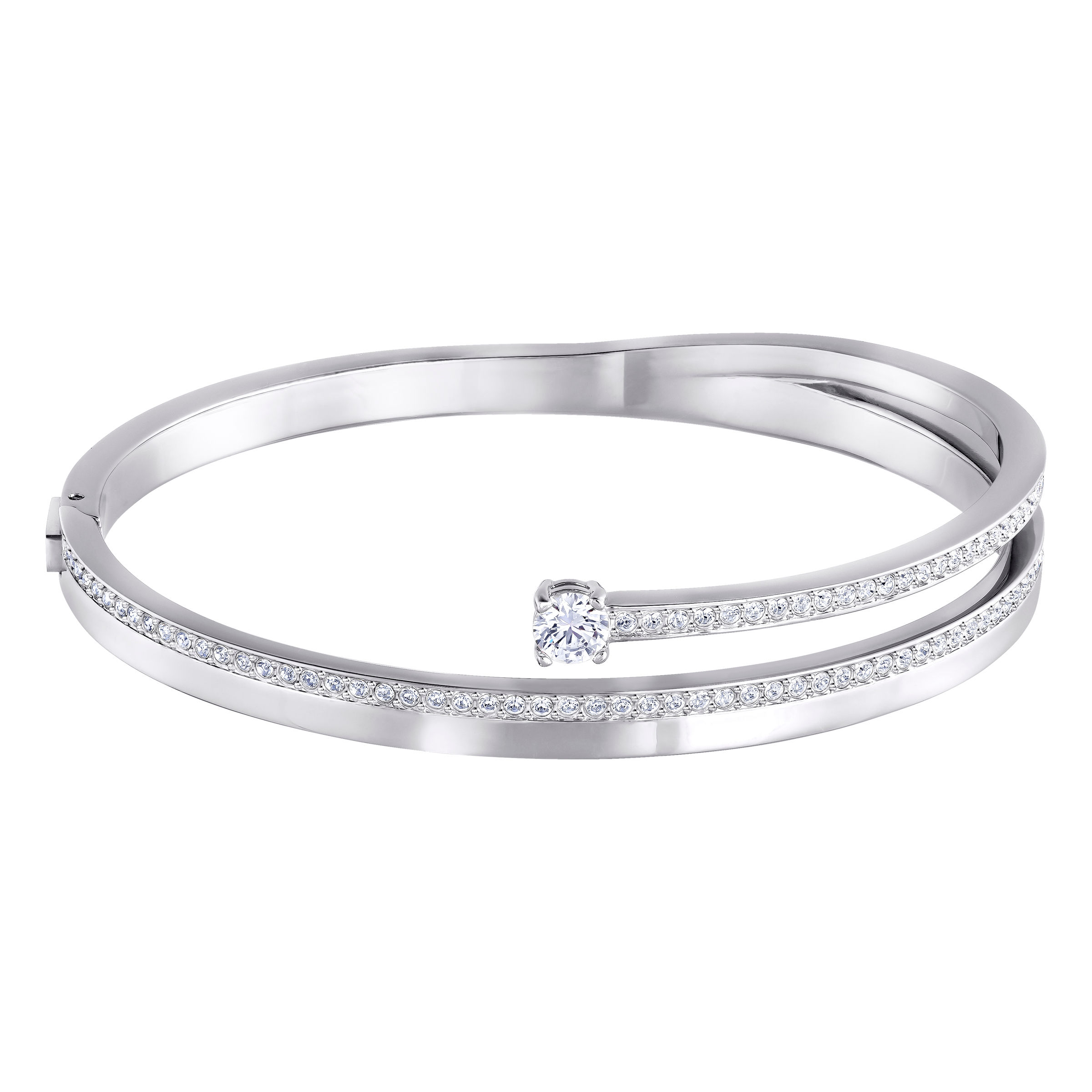 Swarovski - BRACCIALE RIGIDO FRESH, BIANCO, PLACCATURA RODIO 5225445