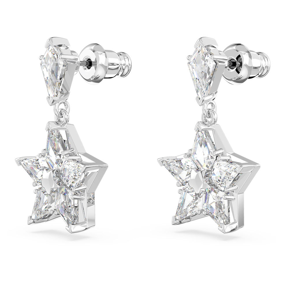 Miniatura: Swarovski - ORECCHINI PENDENTI STELLA TAGLIO KITE, BIANCHI, PLAC ROD  5652002