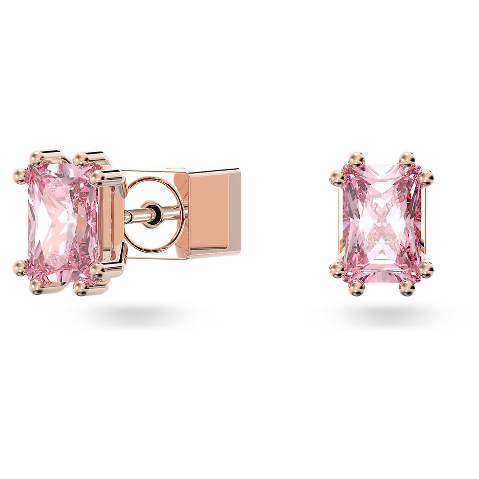 Miniatura: Swarovski - ORECCHINI A LOBO STILLATAGLIO CUSHION, ROSA, PLAC COL ROSA 5639136