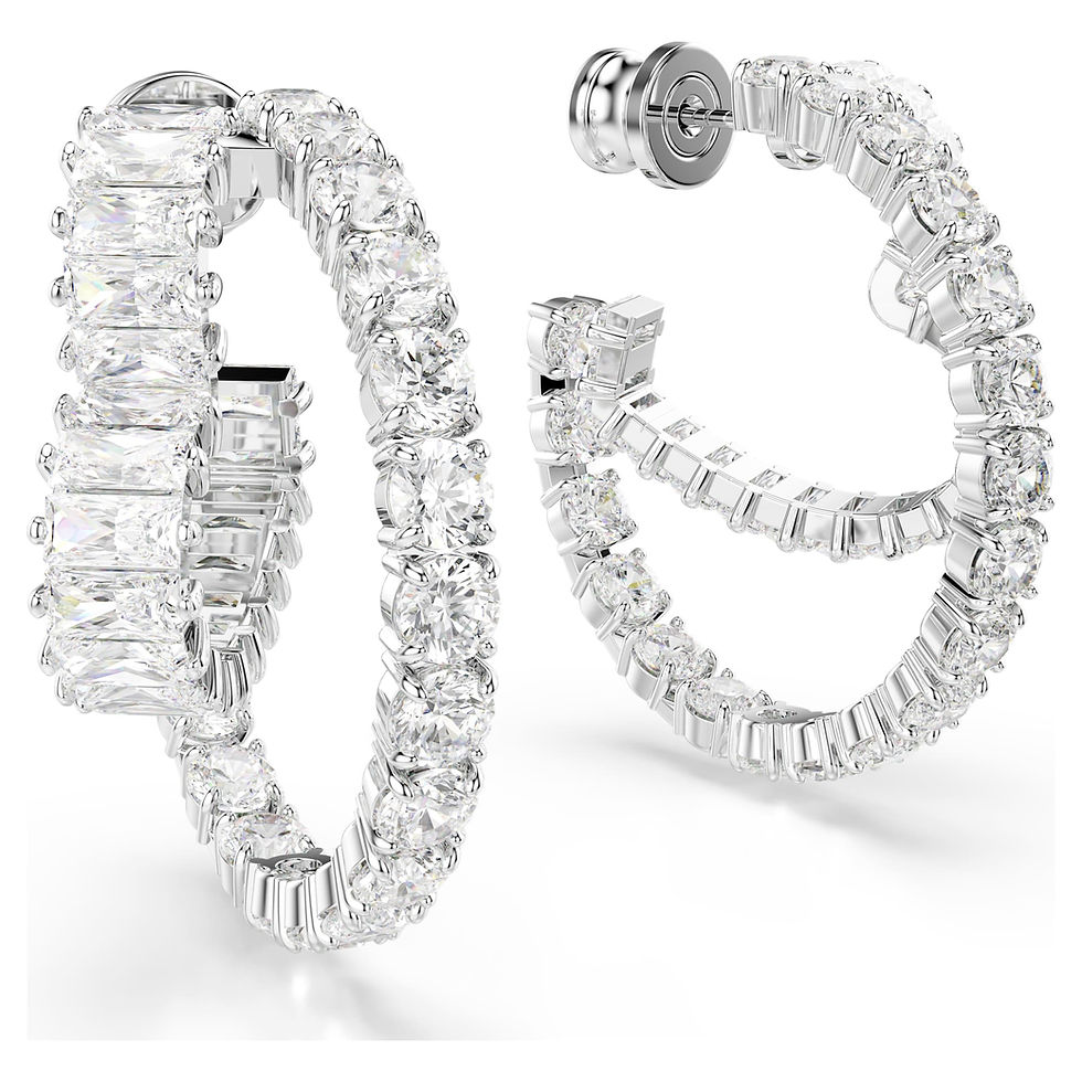 Miniatura: Swarovski -  ORECCHINI A CERCHIO MATRIX, CUORE, BIANCHI, PLACCATO RODIO 5705748