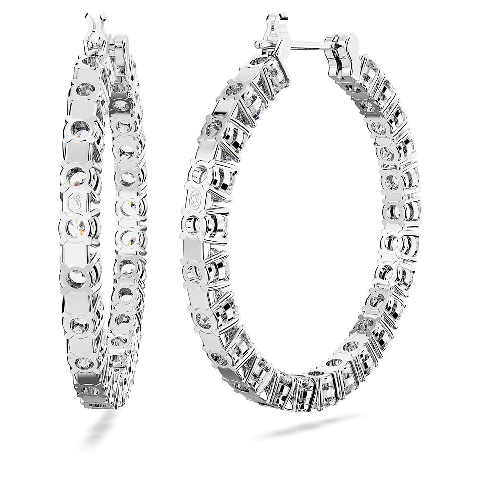 Miniatura: Swarovski - ORECCHINI A CERCHIO MATRIX TAGLIO TONDO, BIANCHI, PLAC RODIO 5647715