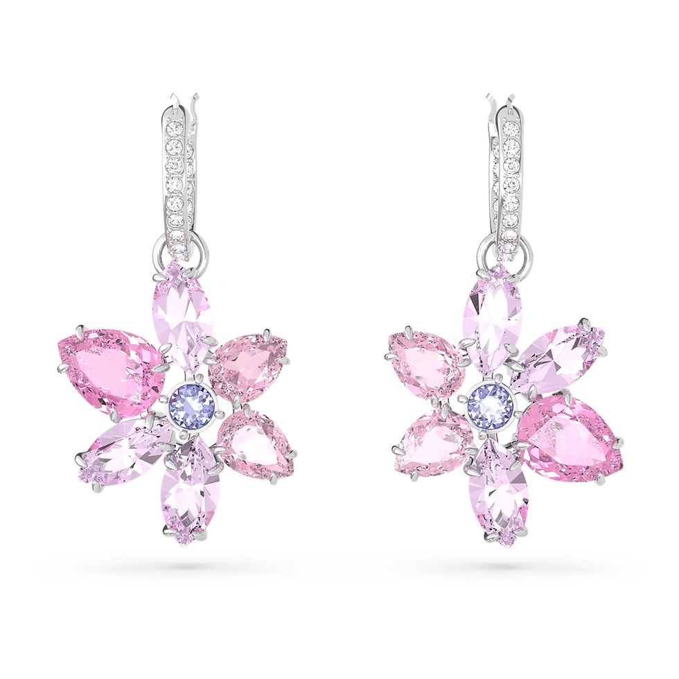 Miniatura: Swarovski -  ORECCHINI PENDENTI GEMA TAGLIO MISTO, FIORE, ROSA, PLAC ROD 5658397