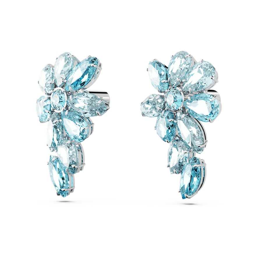 Miniatura: Swarovsky -  ORECCHINI PENDENTI GEMATAGLIO MISTO, FIORE, BLU, PLAC RODIO 5666016