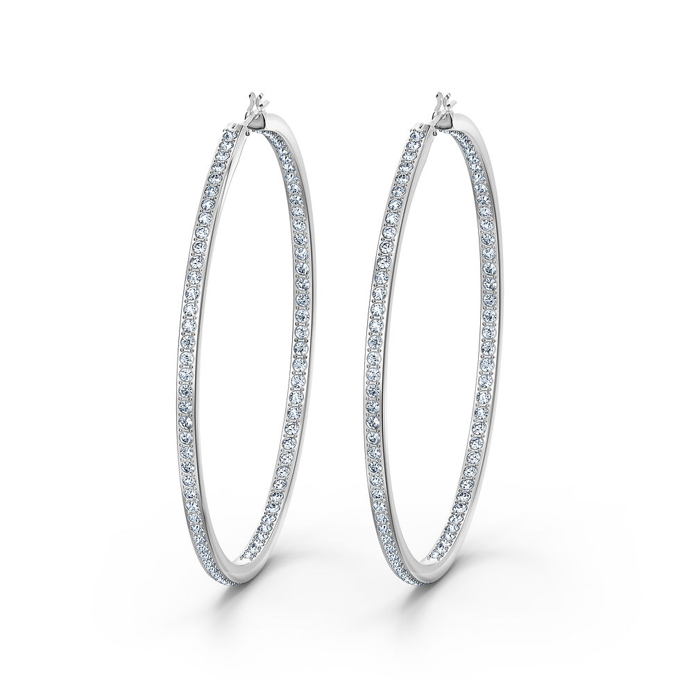 Swarovski - ORECCHINI A CERCHIO RARE, BIANCO, PLACCATO RODIO 5555724