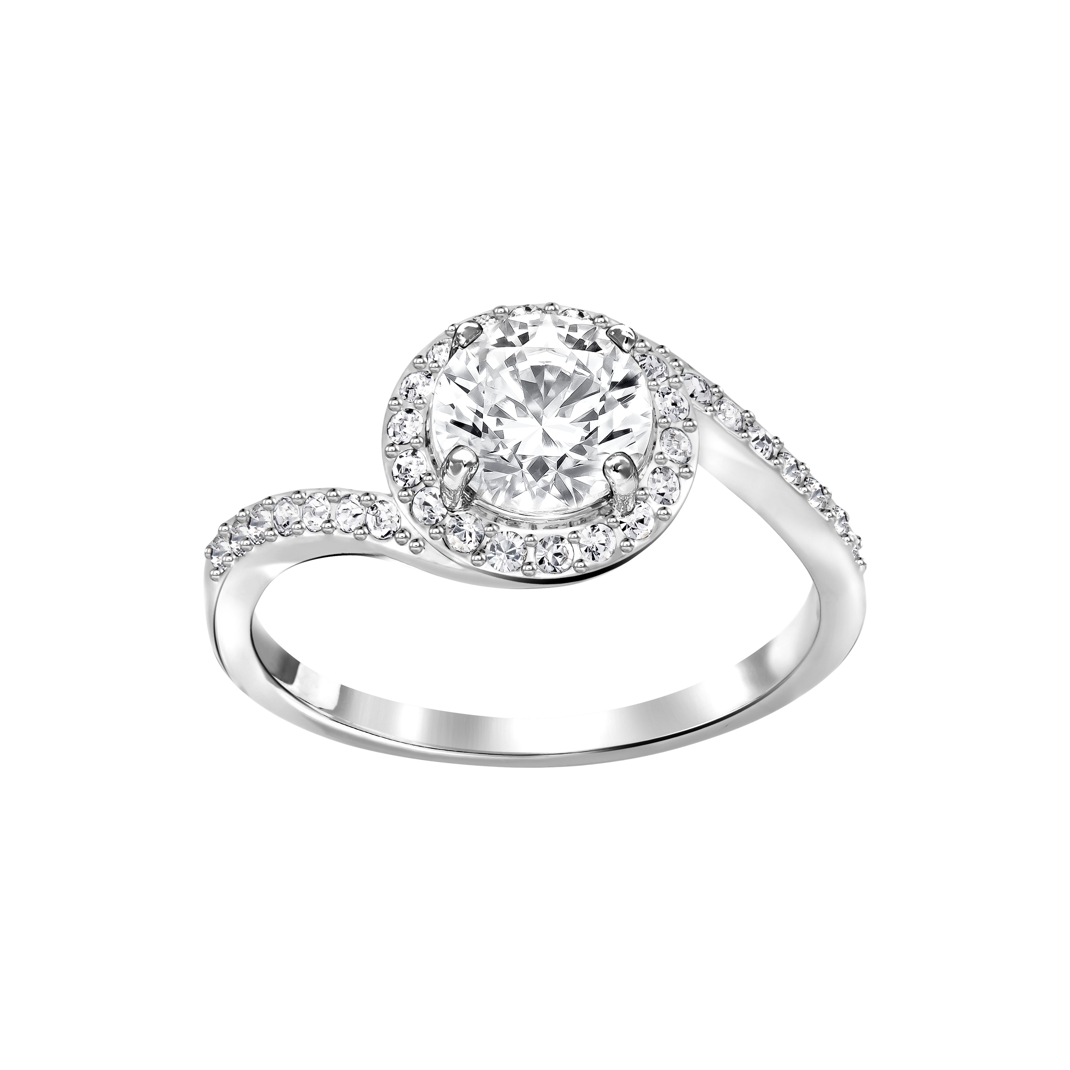 Swarovski – ANELLO ATTRACT LIGHT SWIRL , BIANCO, PLACCATURA RODIO 5181006