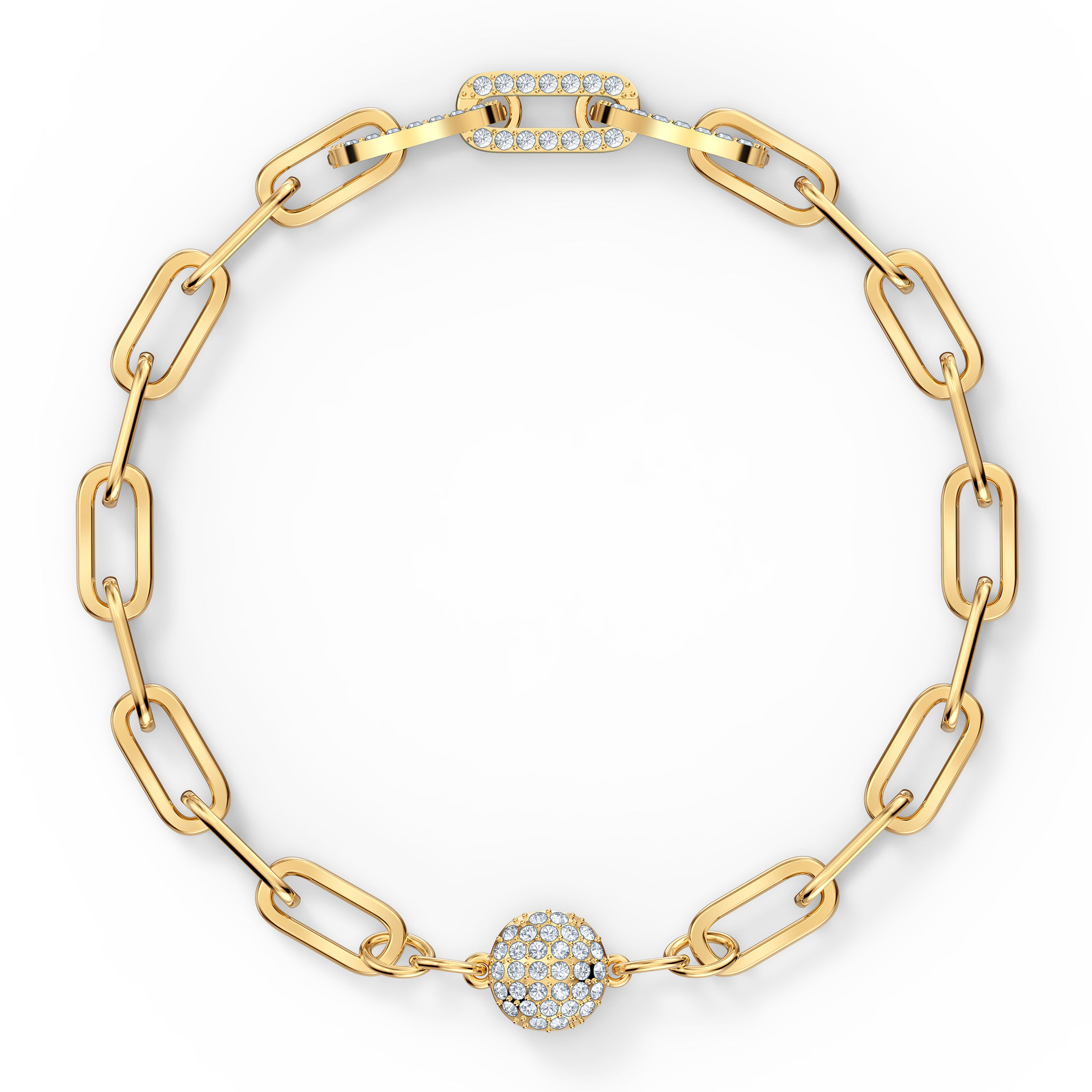 Swarovski - BRACCIALETTO THE ELEMENTS CHAIN, BIANCO, PLACCATO COLOR ORO 5560666