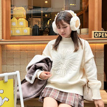 アソートデザイン ビッグサイズエコニットプルオーバー(デイジー・リボン・バラ)