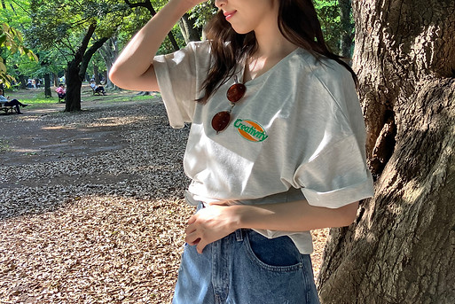 AS KNOW AS plus 楕円ロゴ刺繡バックプリントビッグTシャツ
