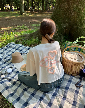 AS KNOW AS plus チュールハートモチーフ ショート丈Tシャツ