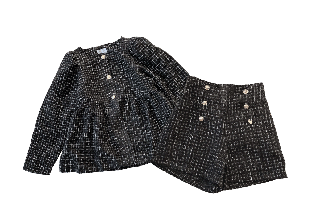 AS KNOW AS plus peplum collarless tweed jacket set-up possible