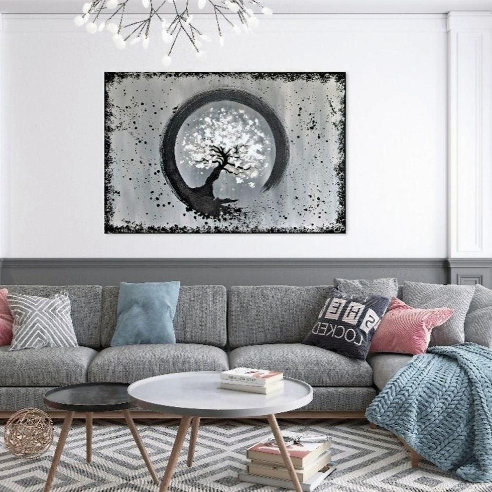 תמונה ממוזערת: Elegant modern Tree of Life wall decor in a styled living room above the sofa