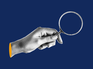 Illustration of a hand holding a magnifying glass, representing closer examination of an organisation’s culture system.