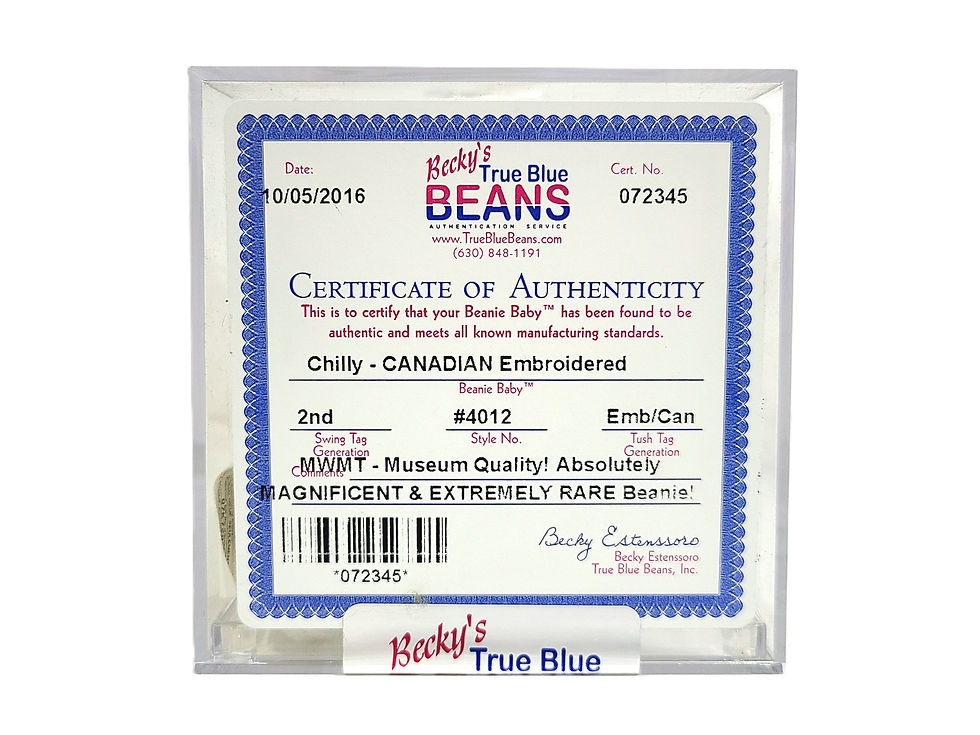 Thumbnail: Ty Beanie Baby 2nd 1st Gen EMBROIDERED Tag Chilly TBB Authenticated MWMT-MQ