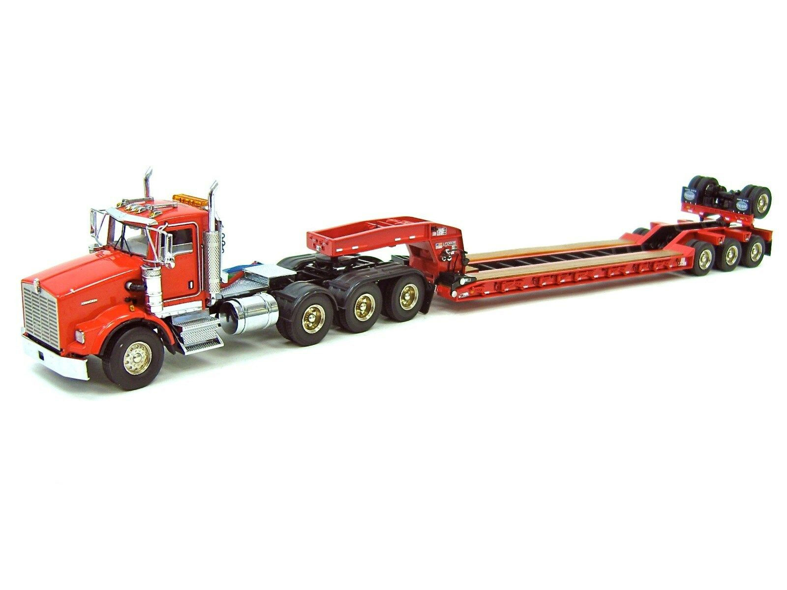 Kenworth T800W with Rogers 4-Axle Flip Lowboy - Red