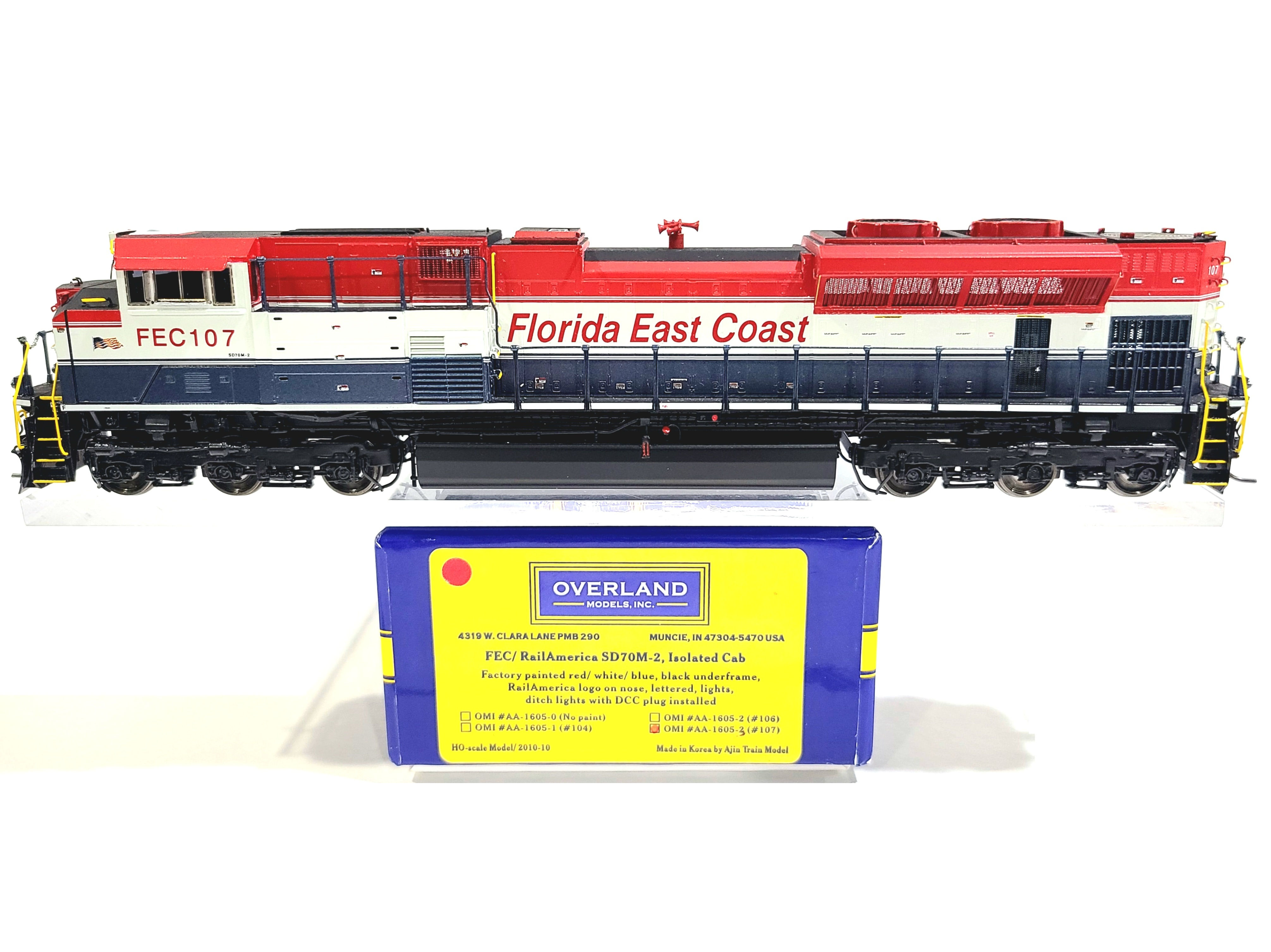 Overland OMI FEC SD70M-2 Florida East Coast Rail America #107 HO Brass AA-1605-3