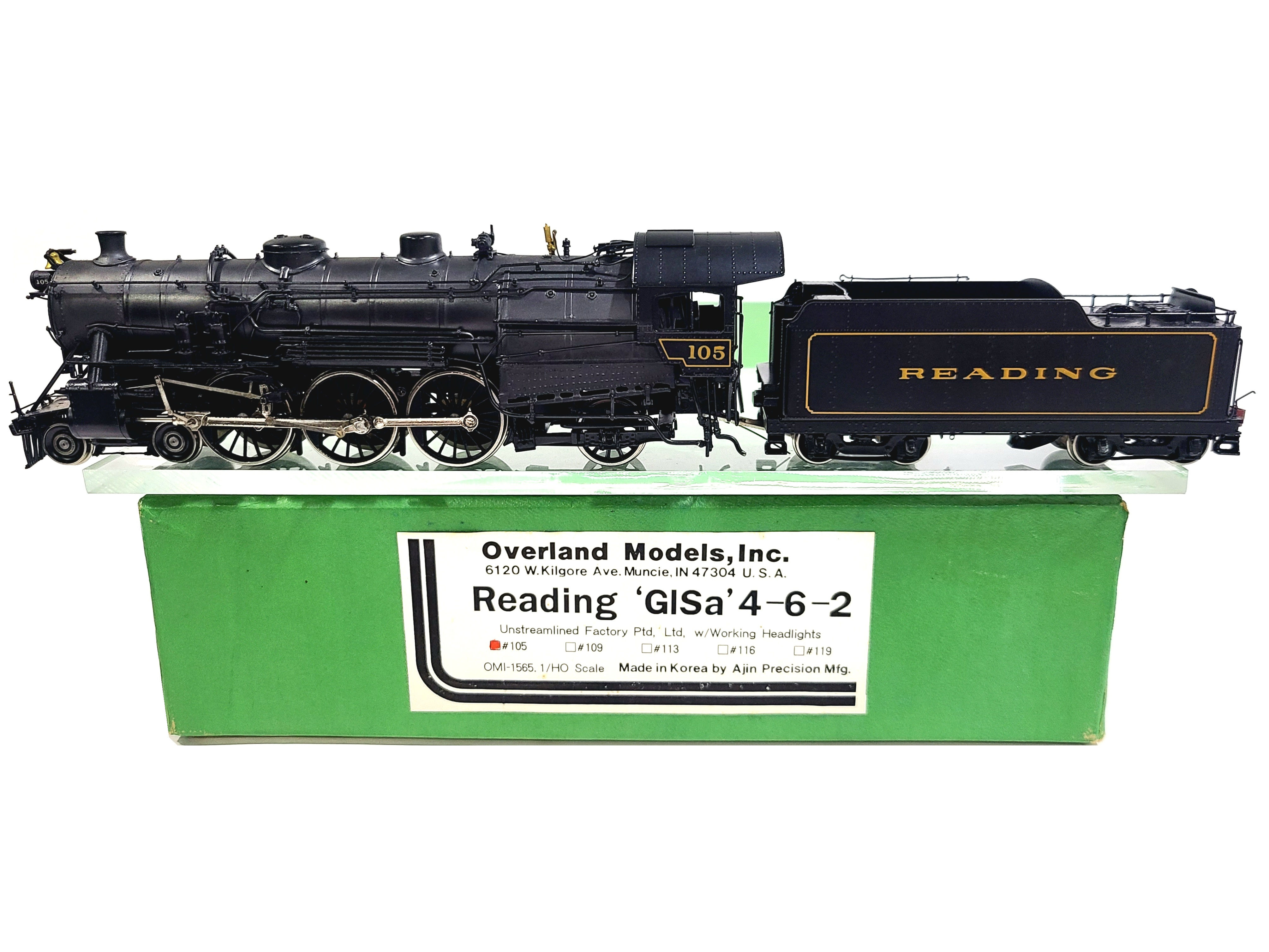 Overland OMI RDG G1Sa 4-6-2 Steam Reading Railroad #105 HO Brass Model #1565.1