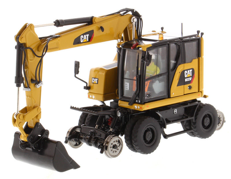 Caterpillar M323F Railroad Wheeled Excavator - Cat Yellow Version