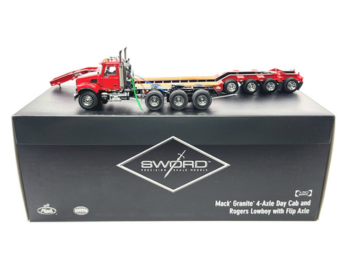 Mack Granite with Rogers 4-Axle Flip Lowboy - Red | DiecastMatt