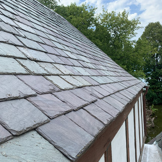 Slate tile roof with drone inspection