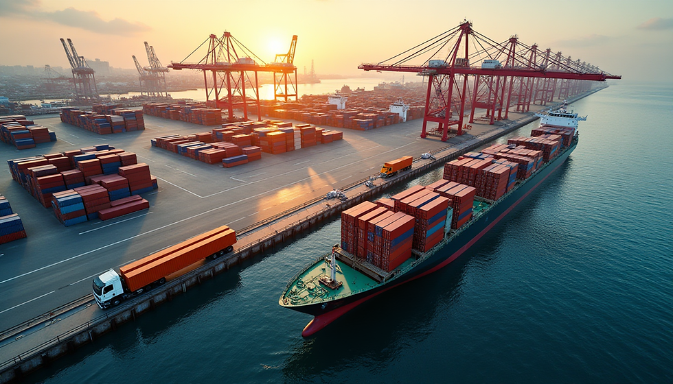 Cargo shipping container on ocean vessel illustrating FOB CIF DDP Incoterms risk transfer