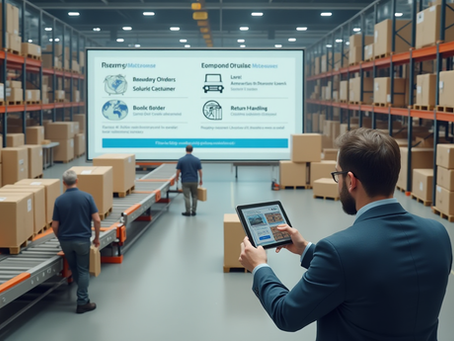 Warehouse worker managing shipping operations with multiple delivery zones and timeframes