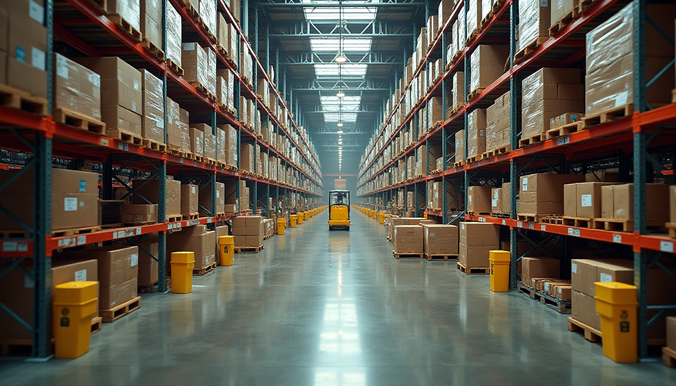 Operations manager reviewing omnichannel inventory count data on a warehouse floor