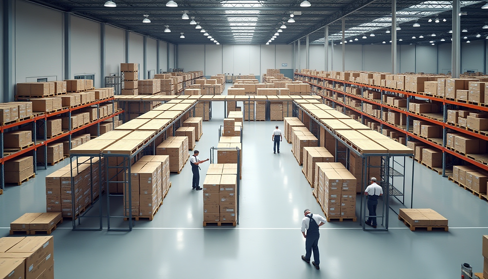 FlexiHub warehouse layout showing modular racking systems and convertible zones for maximum adaptability