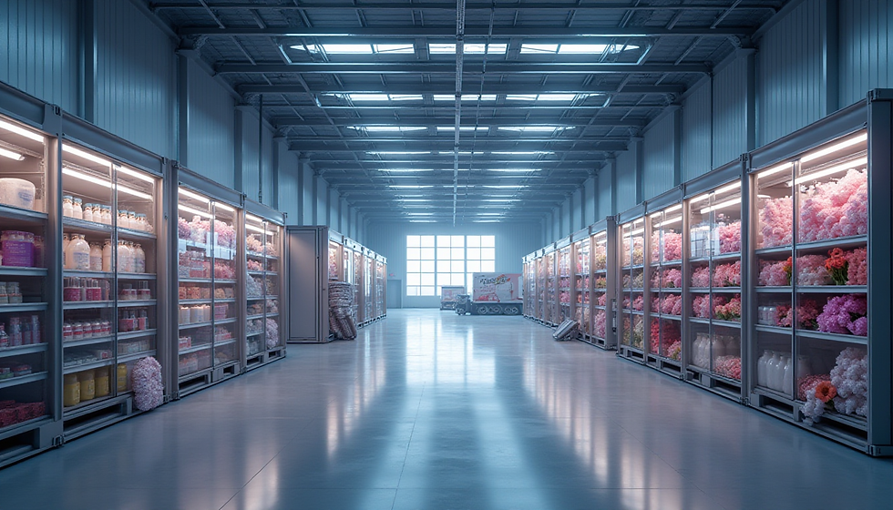 Worker scanning cold chain inventory in a temperature-controlled warehouse with mobile device
