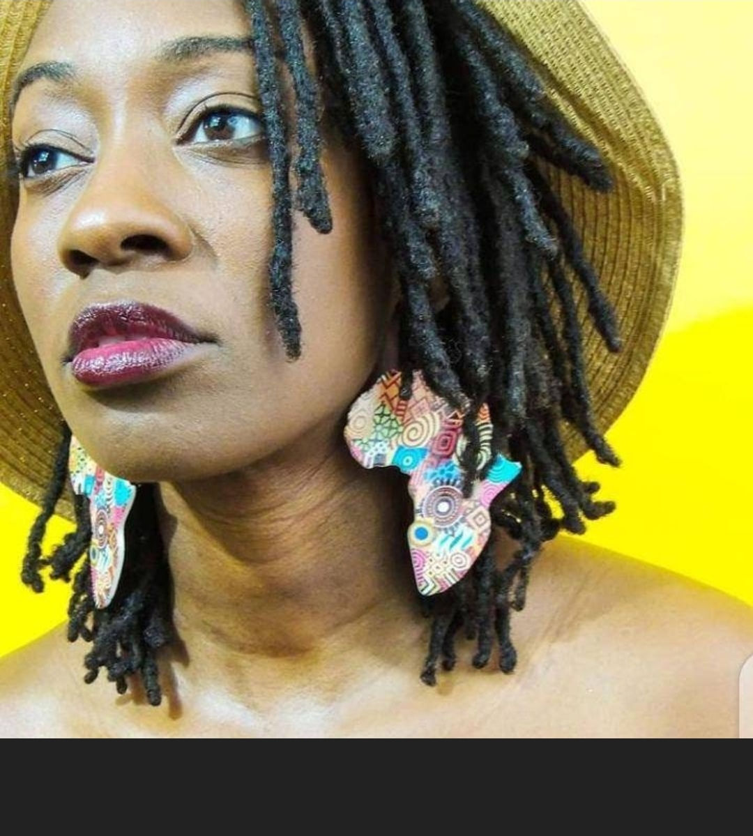 Wooden African Map Earrings