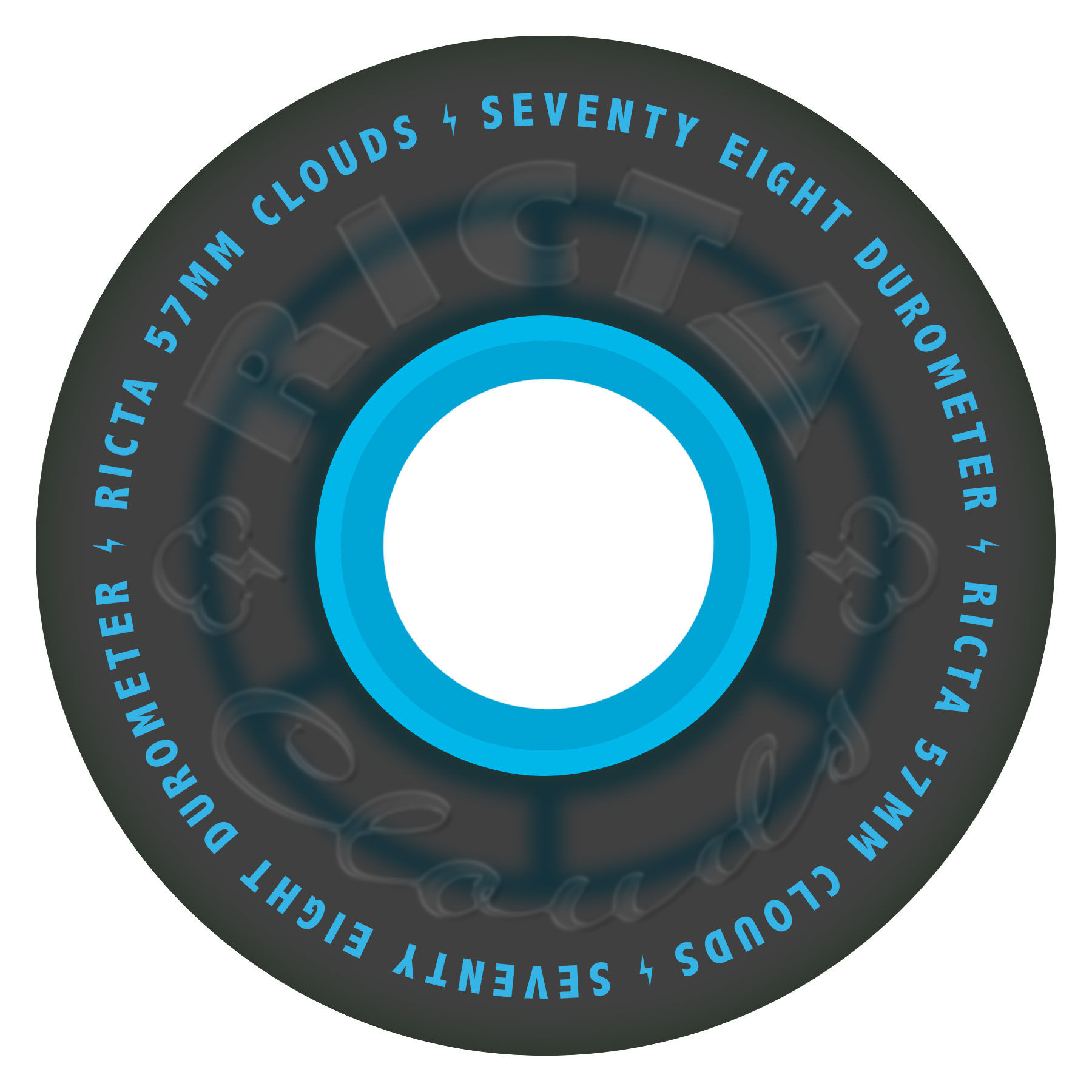 Ricta Clouds Transparent Black/Blue 57mm 78a Skateboard Wheels