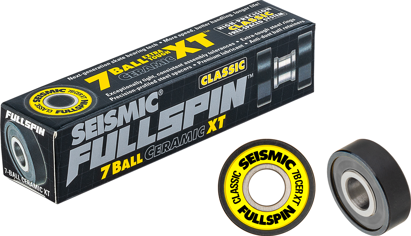 Seismic Fullspin 7 Ball XT Non Built in Ceramic Longboard Bearings