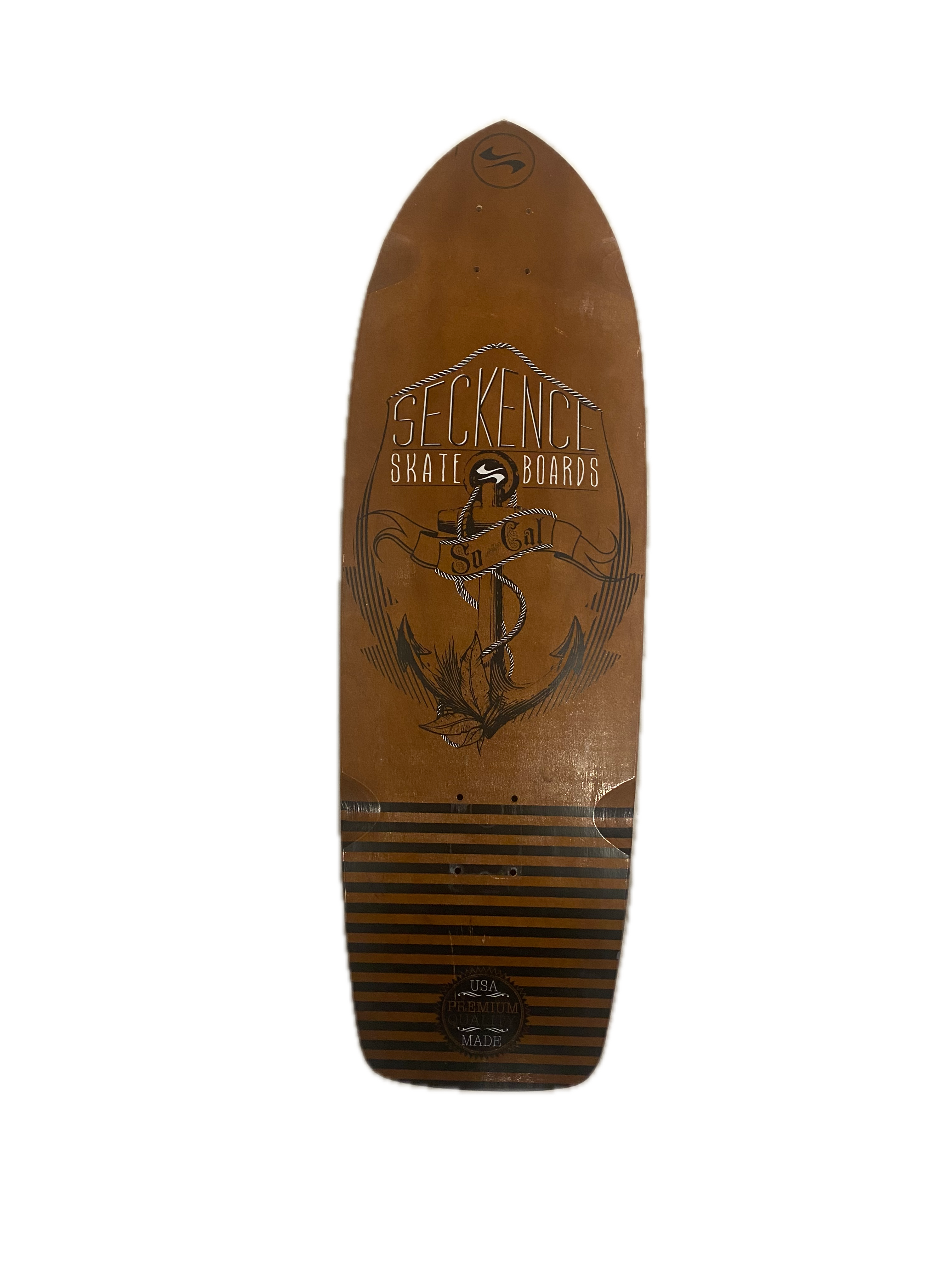 Seckence SoCal Surfboard Brown USA Made 9.85in Shaped Deck