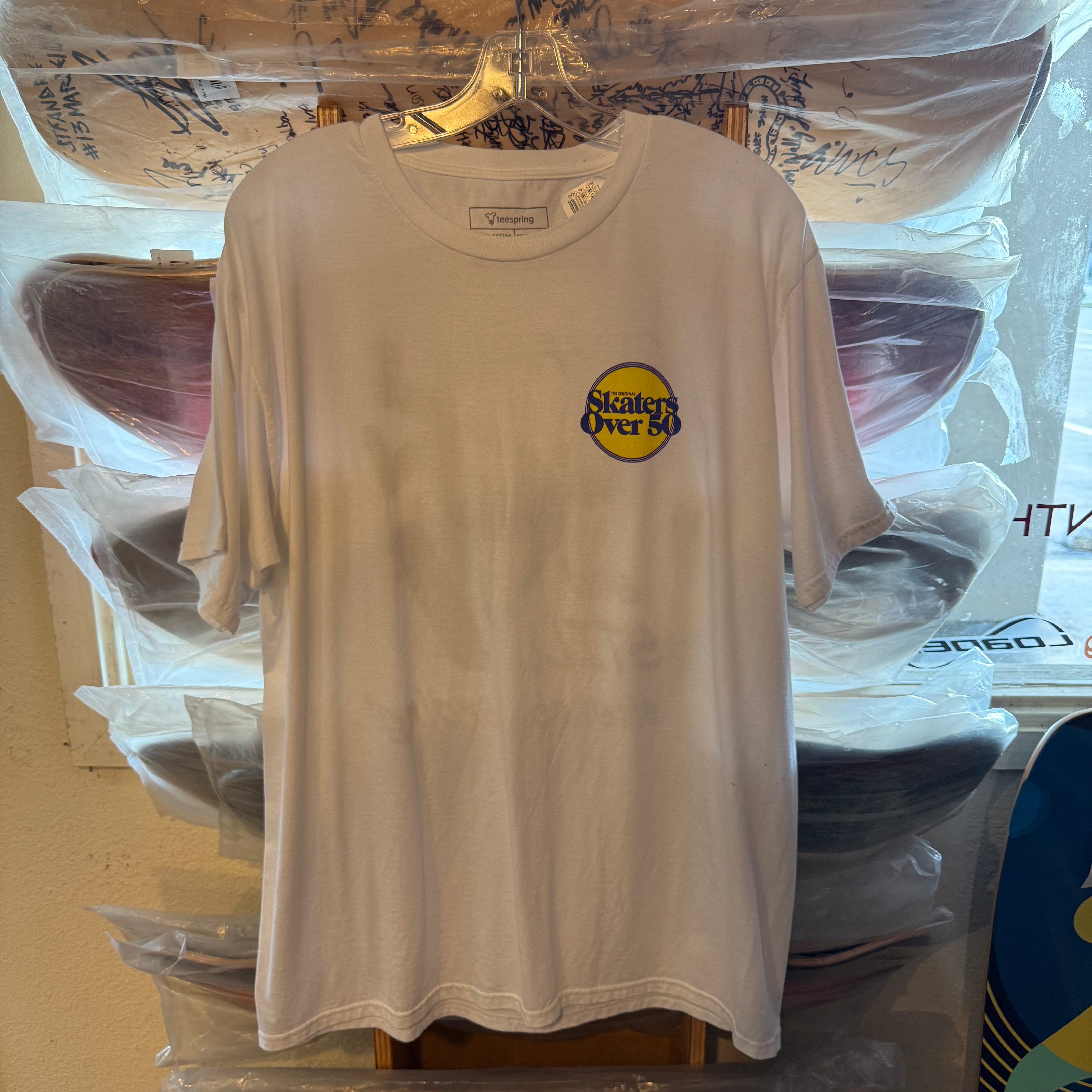 Skaters Over 50 White Large T-Shirt