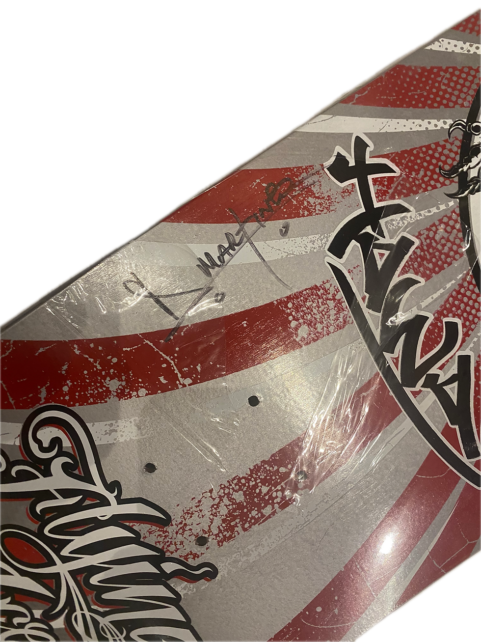 Thumbnail: Flying Aces Yin Yang Silver/Red 9in Signed Shaped Skateboard Deck