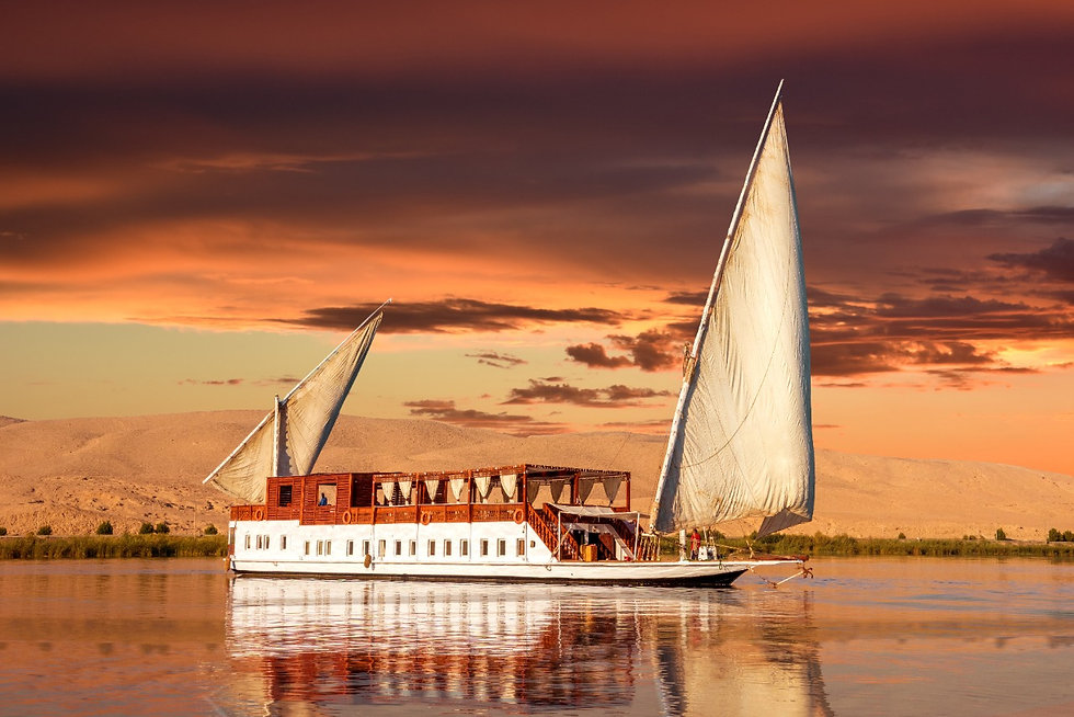 Dahabya on the Nile. Eco freindly Dahabya with solar power system and water purification.