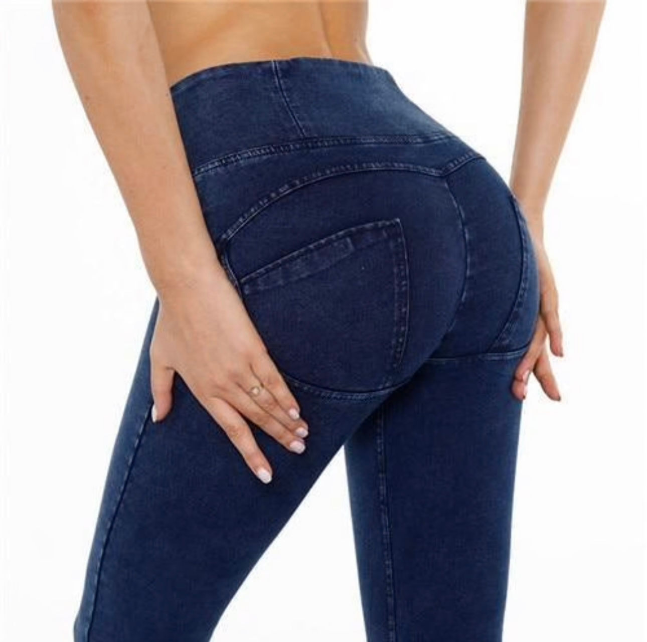 High Waist Shaping Pants Dark Blue