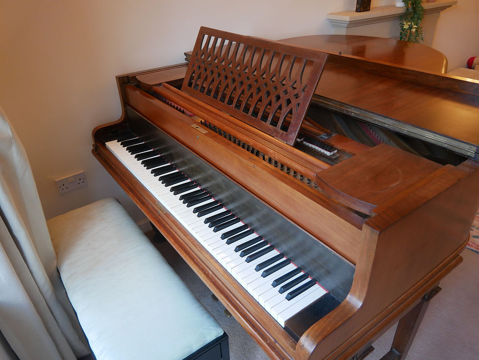 John Broadwood & Sons grand piano in Michael Fish's home teaching studio.