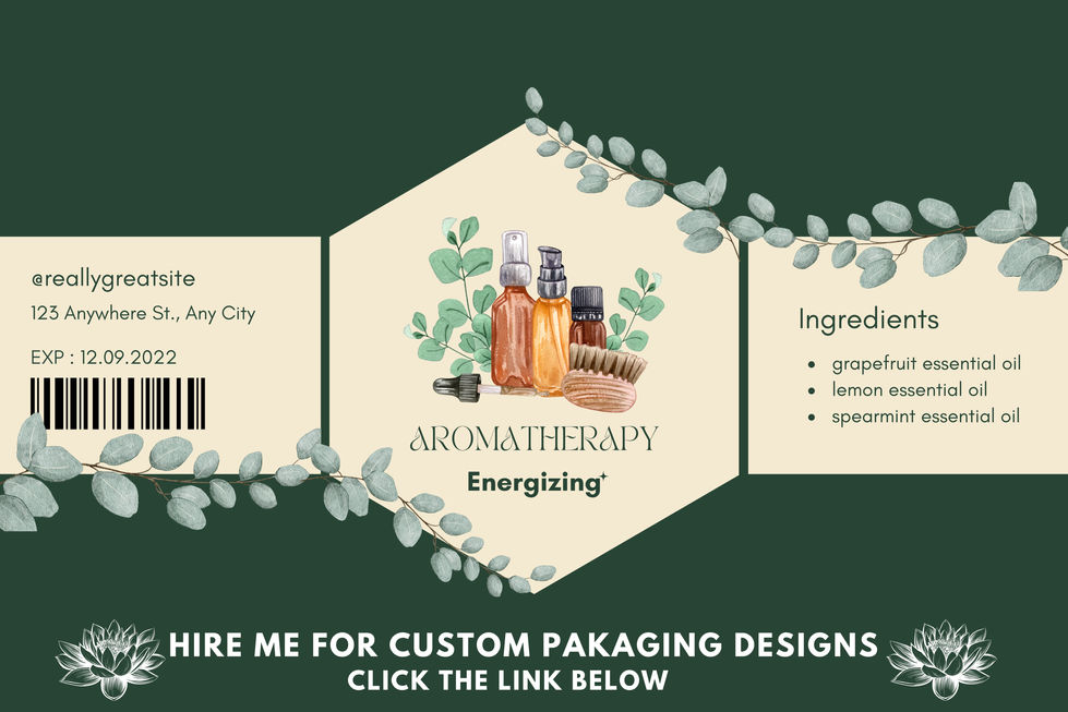 an advertisement for aromatherapy energizing with a green background