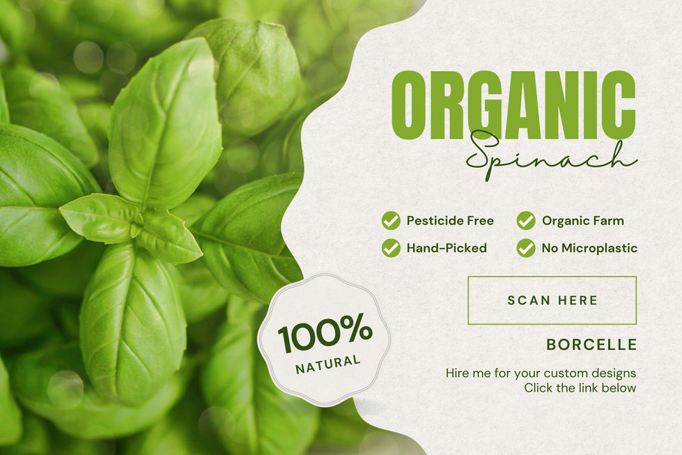 a poster that says organic spinach on it