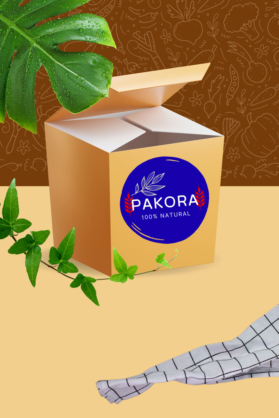 Brown 3D Illustration Rice Box Packaging Mockup Instagram Post (Pinterest Pin)