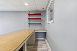 Work area in rec room