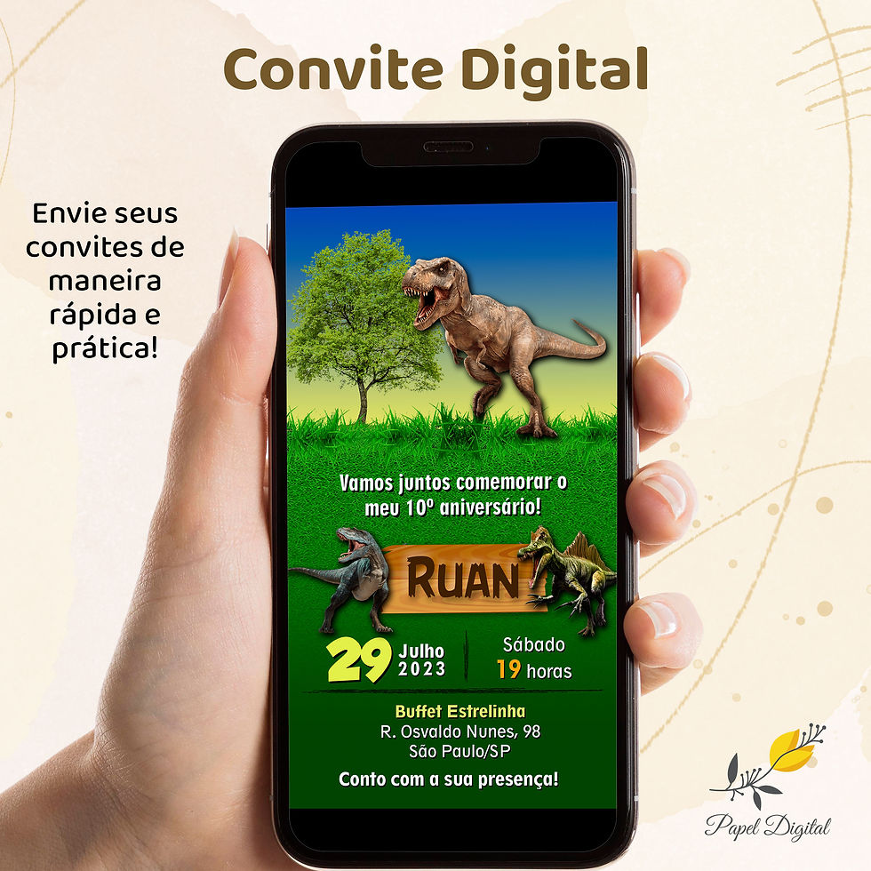Miniatura: Convite Digital Dinossauro Modelo 8