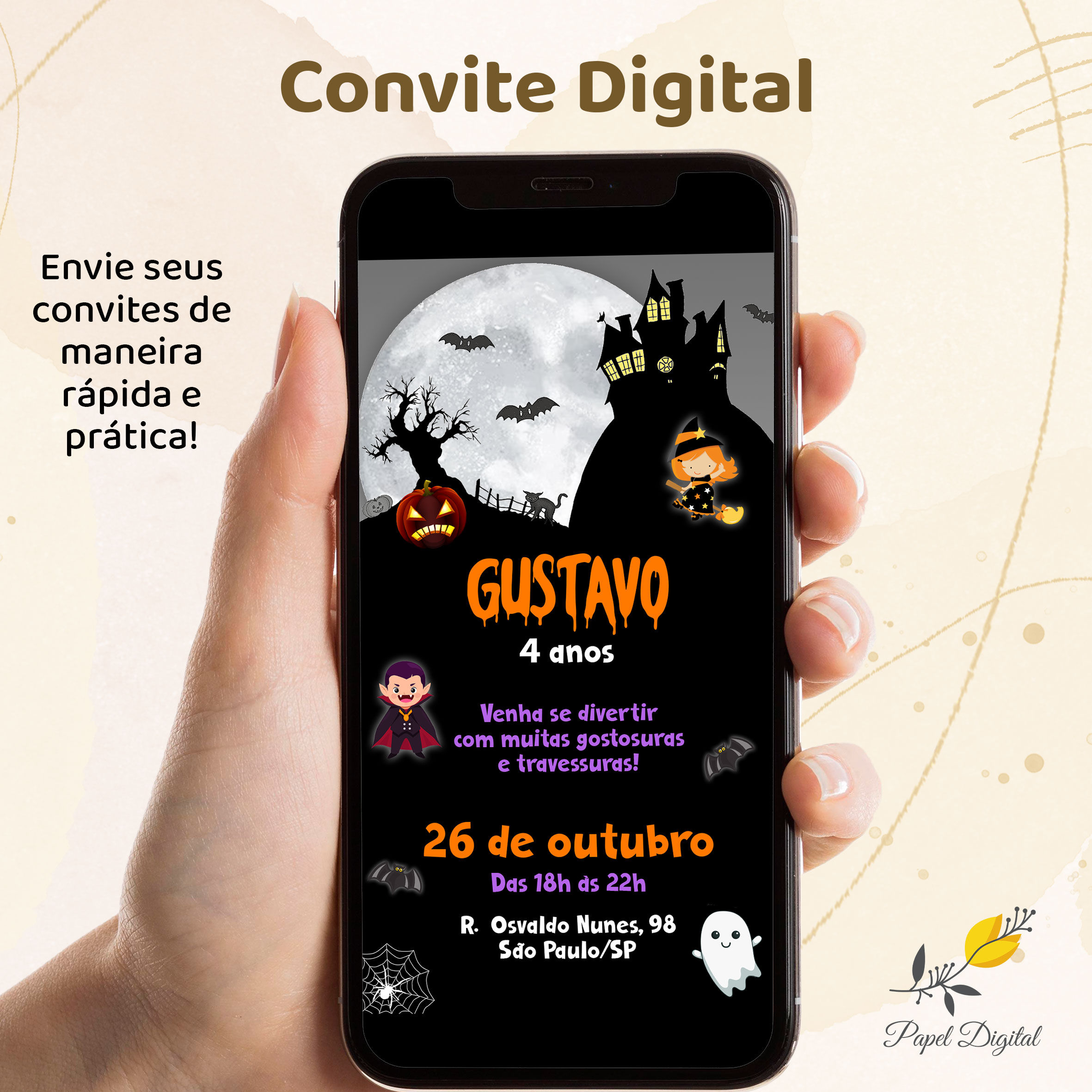 Convite Digital Halloween Modelo 3